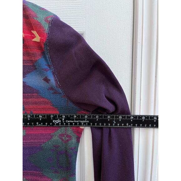 Chaps Denim Multicolor Aztec Southwest Print Waffle Long Sleeve Henley Top XL - Picture 7 of 9